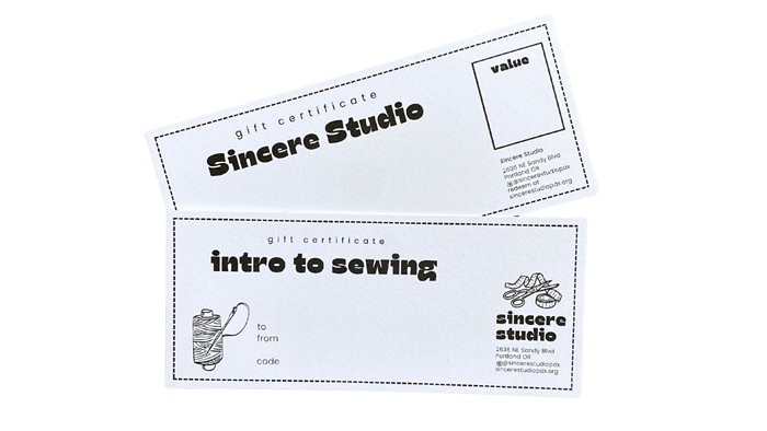 Sewing Class Gift Certificate - $25+